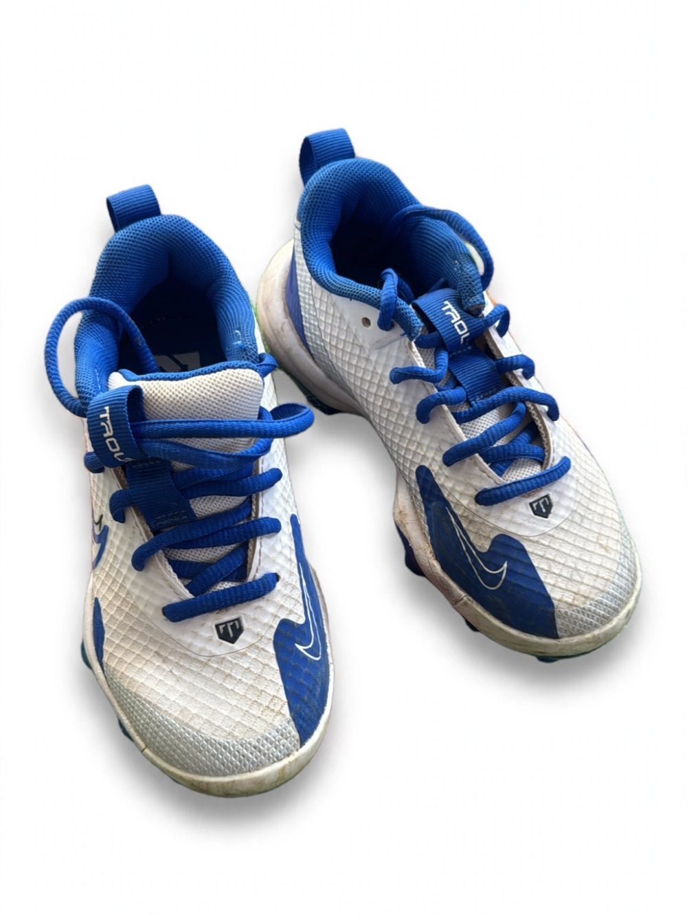 Nike Kids White and Blue Athletic Sneakers with Pull Tabs